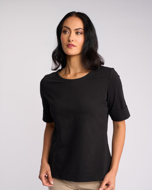 Knewe - Boat Neck Top in Black