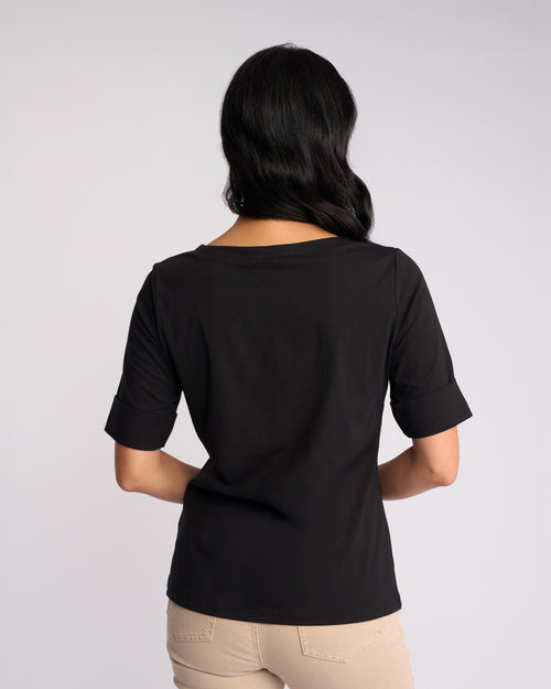 Knewe - Boat Neck Top in Black