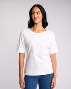 Vassalli - Boat Neck Top in White