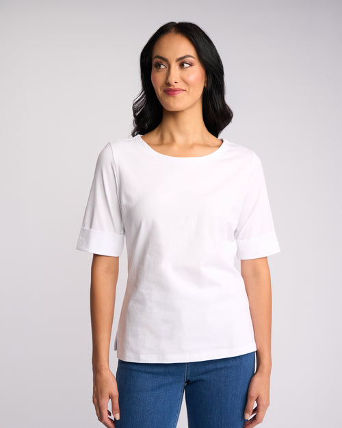 Vassalli - Boat Neck Top in White
