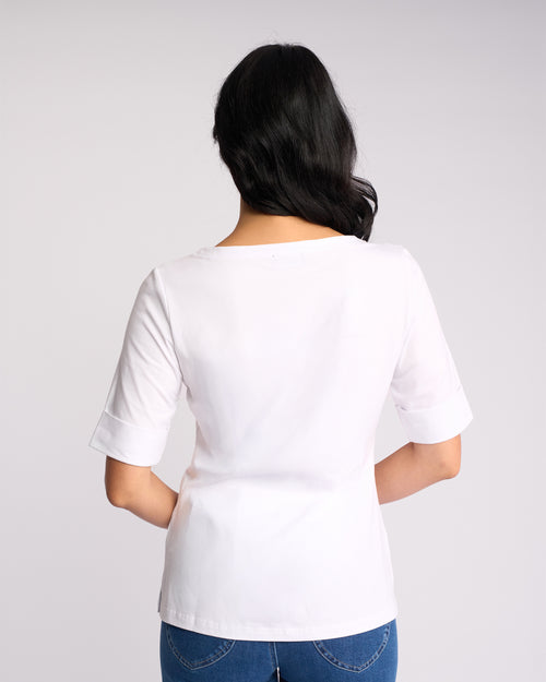 Vassalli - Boat Neck Top in White