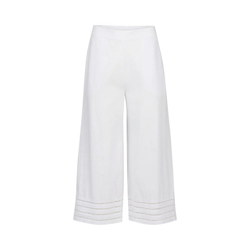 Vassalli - Wide Leg 7/8 Pant 5032 with Cuff Trim - White