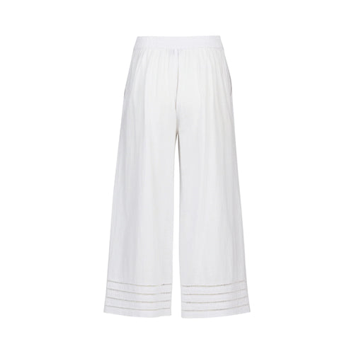 Vassalli - Wide Leg 7/8 Pant 5032 with Cuff Trim - White