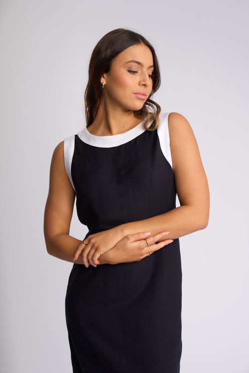 Vassalli - Oak Dress in Ink/White