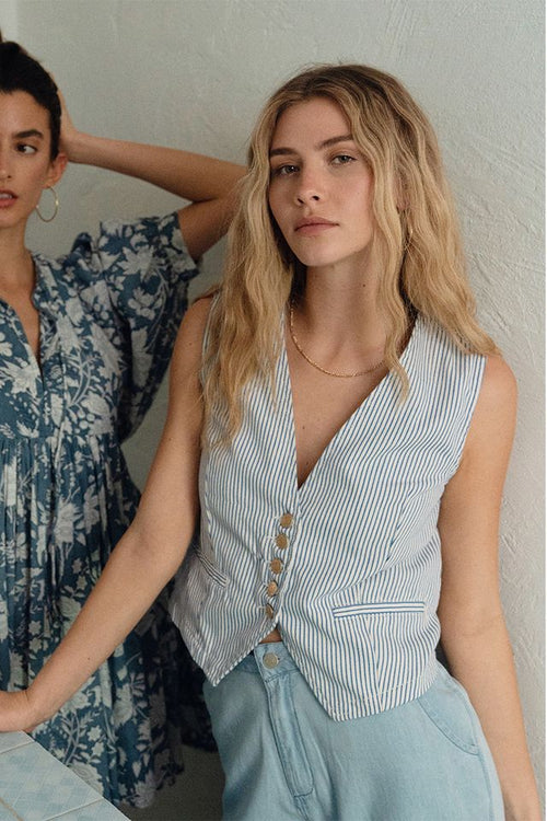Molly Bracken - Vest in Blue/White Stripe EF1643EP
